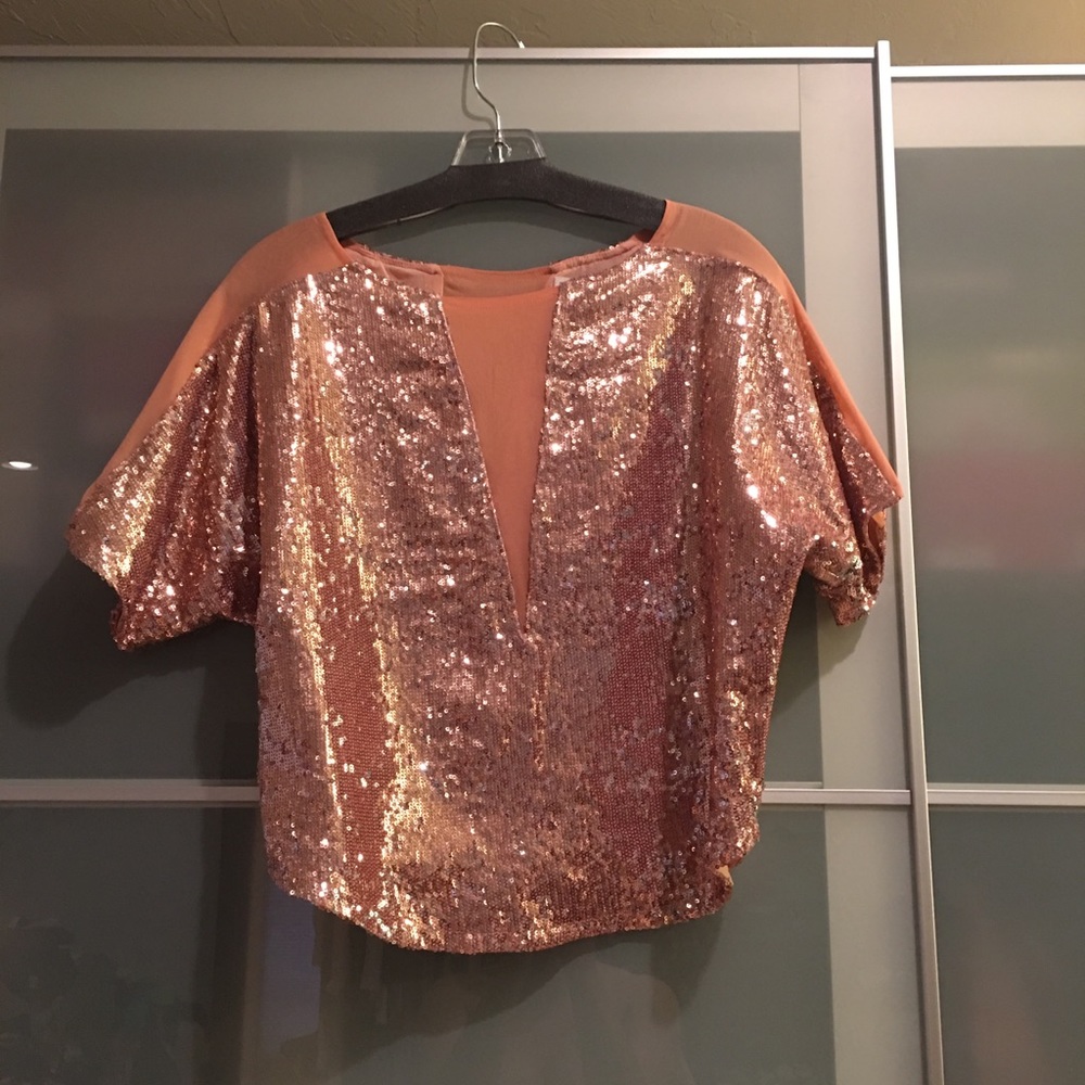 Aryn K blush sequin top size Small